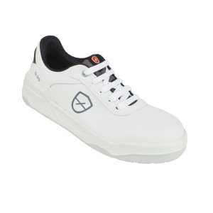 BLANC - Chaussure de sécurité S3S professionnelle de travail blanche noire EN ISO 20345 S3S mixte serveur cuisine restauration